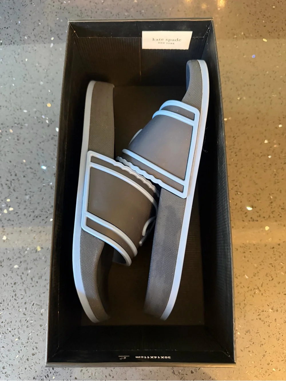 kate spade Navy and Light Blue Slide Sandals